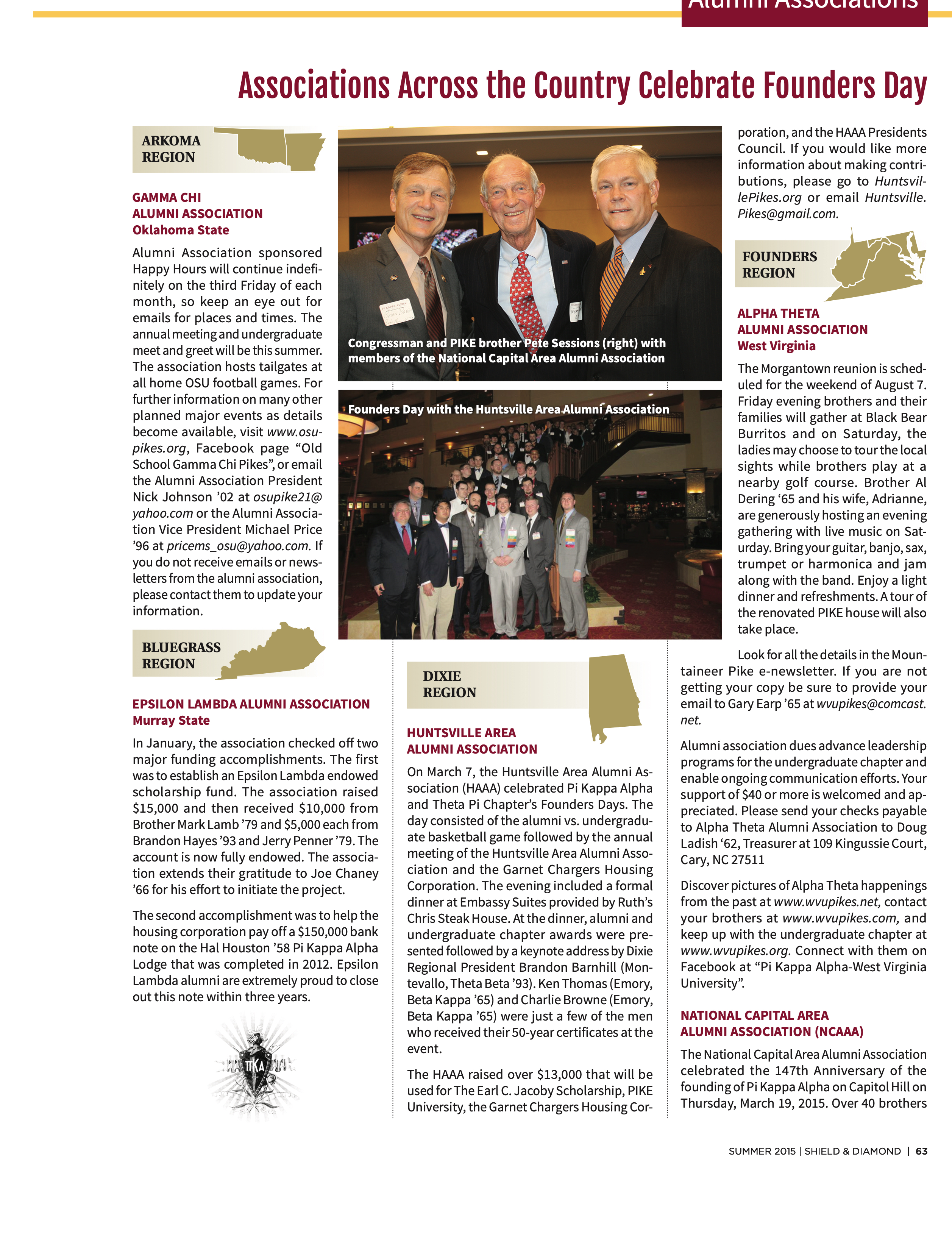 Alumni Associations, Summer 2015